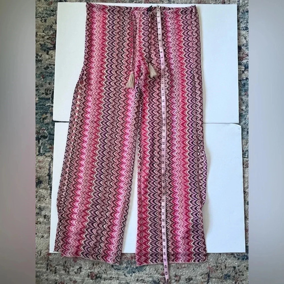 NWT Becca Red, Pink, Black Woven Drawstring Pants With Side Slits Women Size M L - Picture 8 of 9
